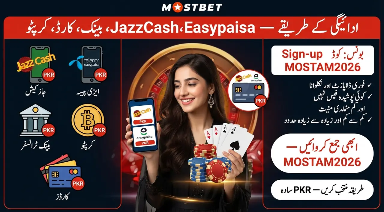 Mostbet ادائیگی کے طریقے پاکستان میں