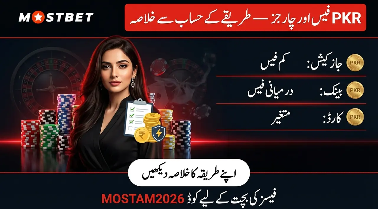 Mostbet پر فیس اور چارجز PKR میں