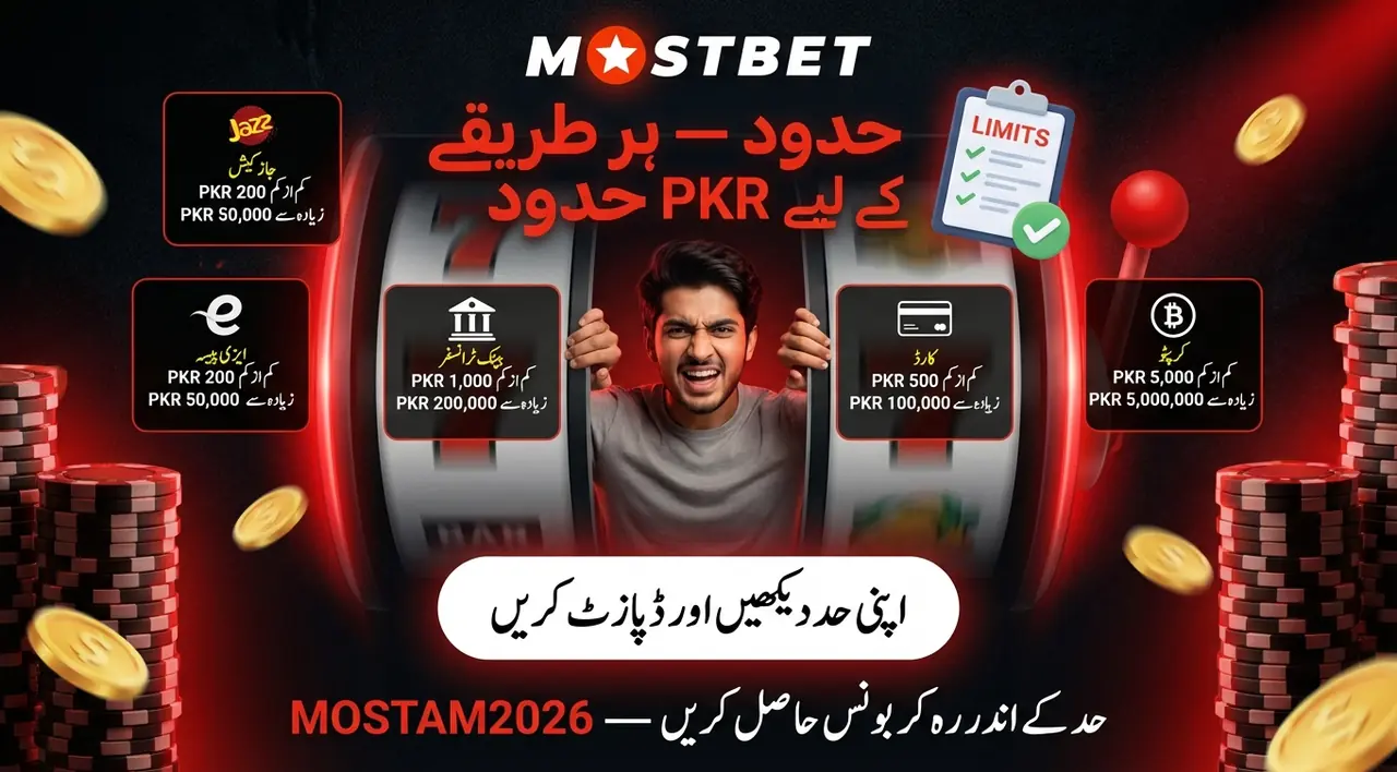 Mostbet ڈپازٹ اور واپسی کی حدود PKR