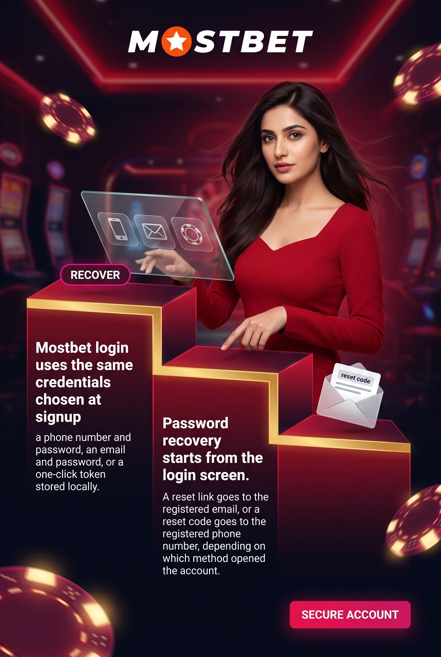 Mostbet login and two-factor authentication screen